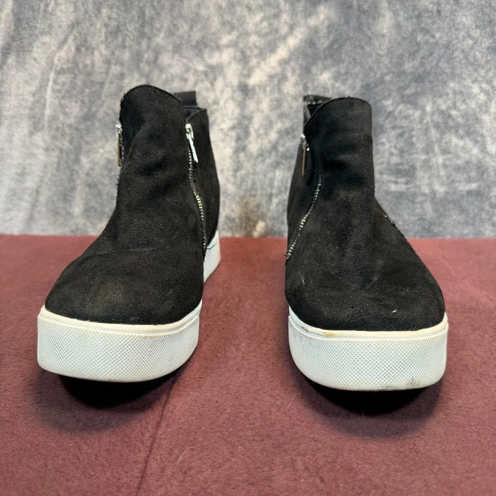 Soda Wedge Sneakers Womens Black Regular Size 10 Double Side Zip Ankle Bootie